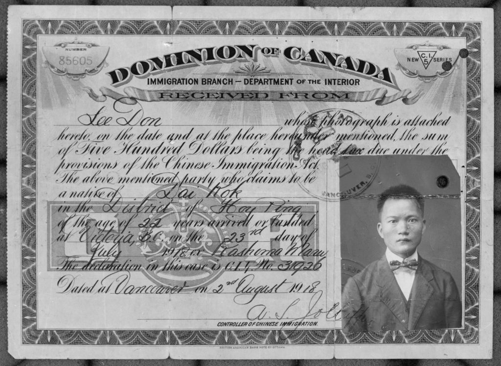 Don Lee head tax certificate identity